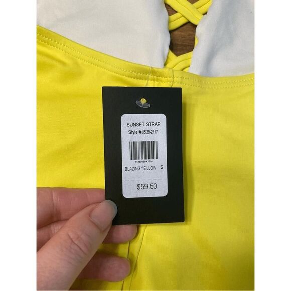 Frederick's of Hollywood SMALL NWT Sunset Strap Blazing Yellow Halter Swimsuit - Picture 6 of 9